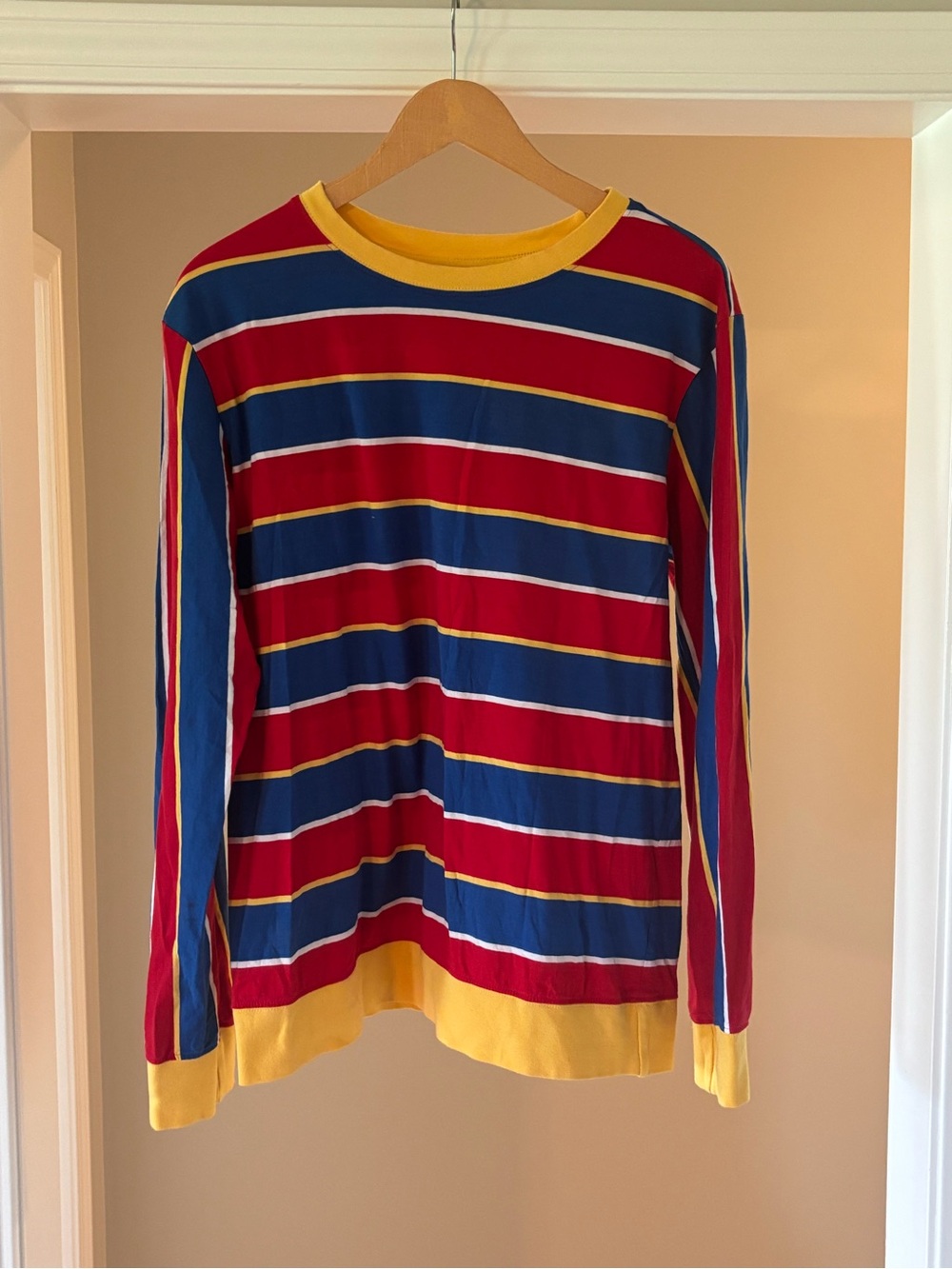 Sesame Street Red, Blue & Yellow Striped Long Sleeve Shirt Burt & Ernie